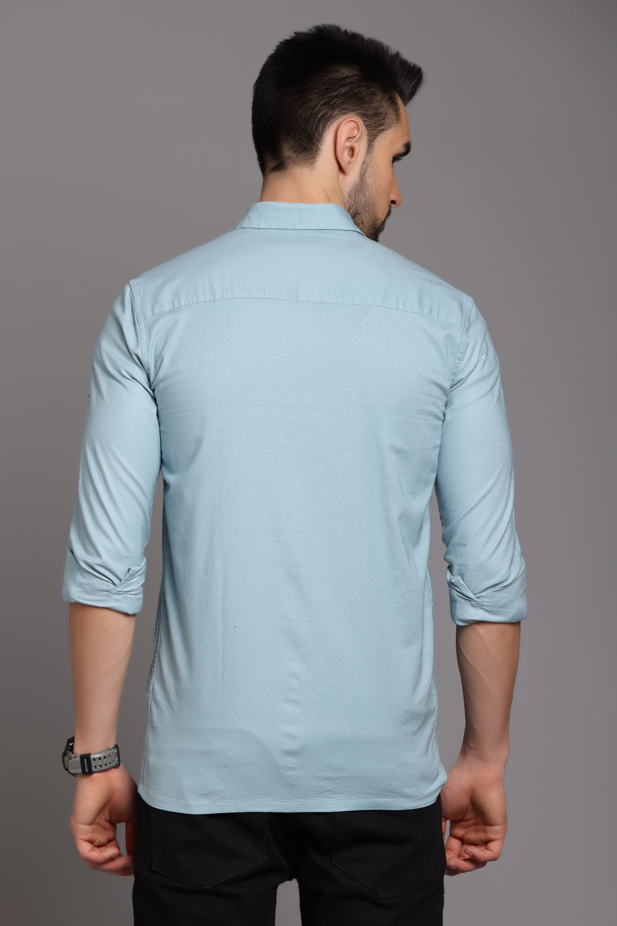 Beau Blue Full Sleeve Shirt with Double Pocket Shirts Project 30 