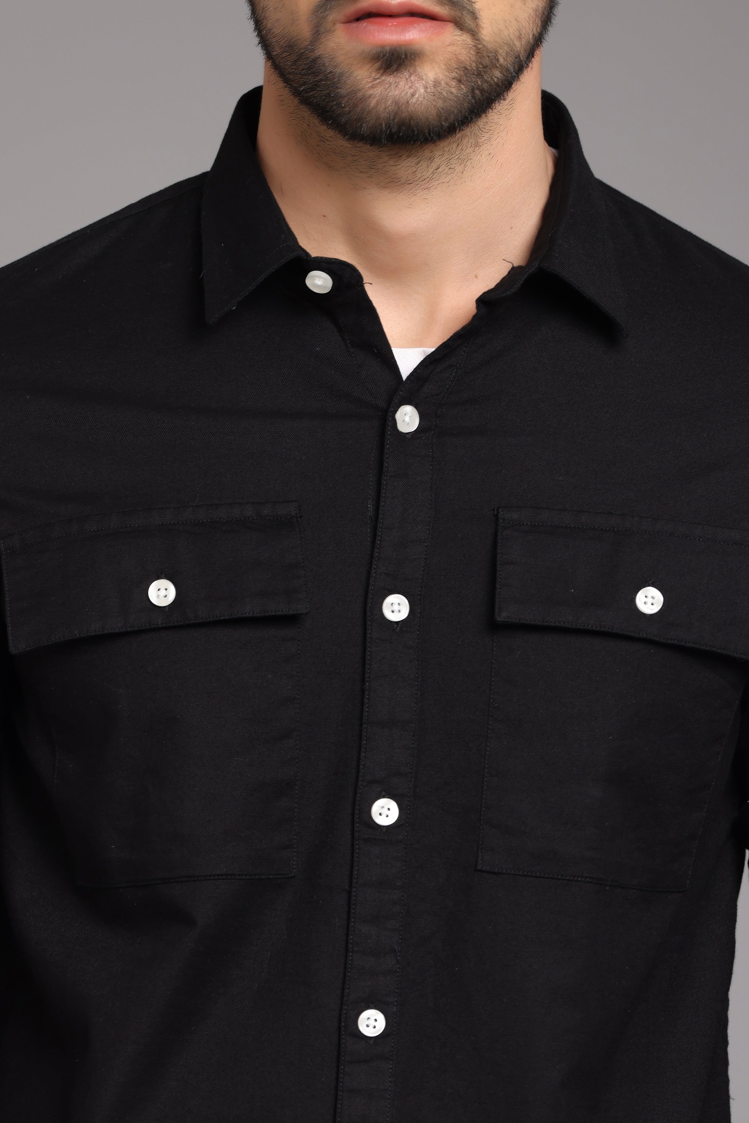 Black Full Sleeve Shirt with Double Pocket Shirts Project 30 
