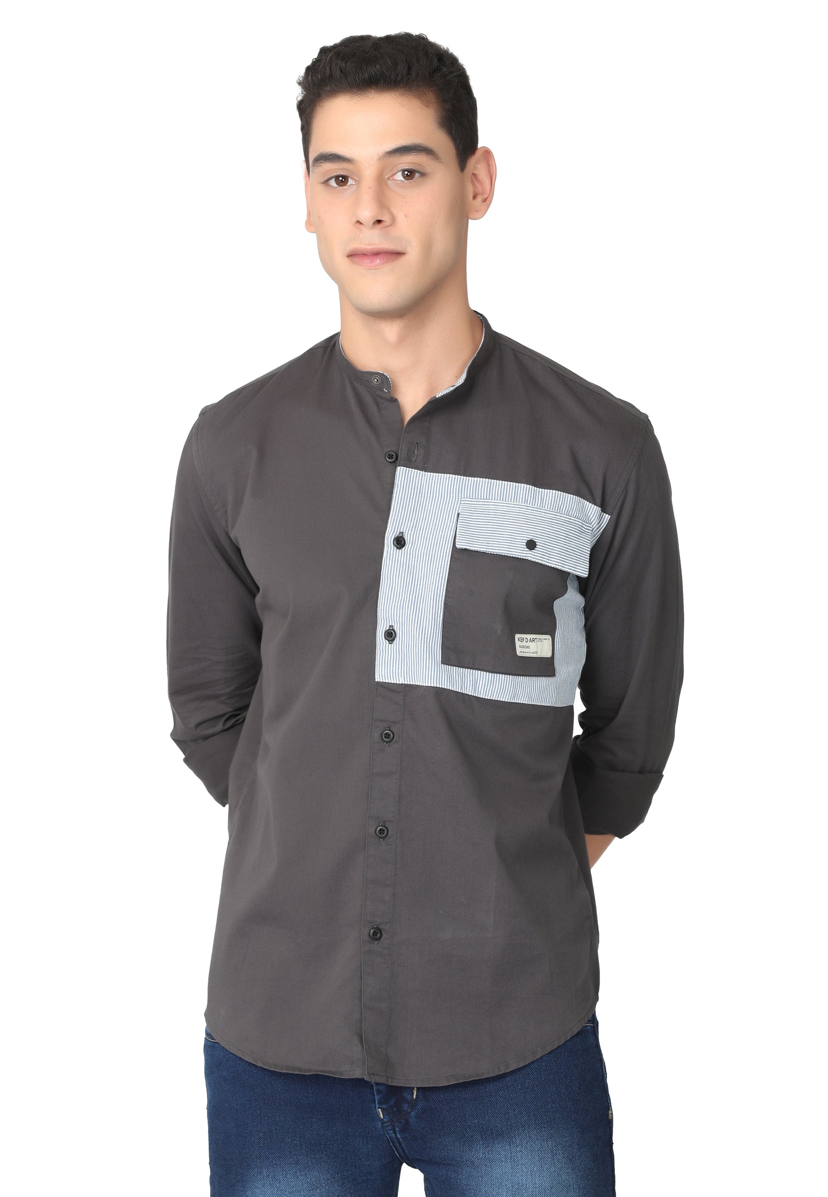 Charcoal Grey Single Pocket Shirts KEF 