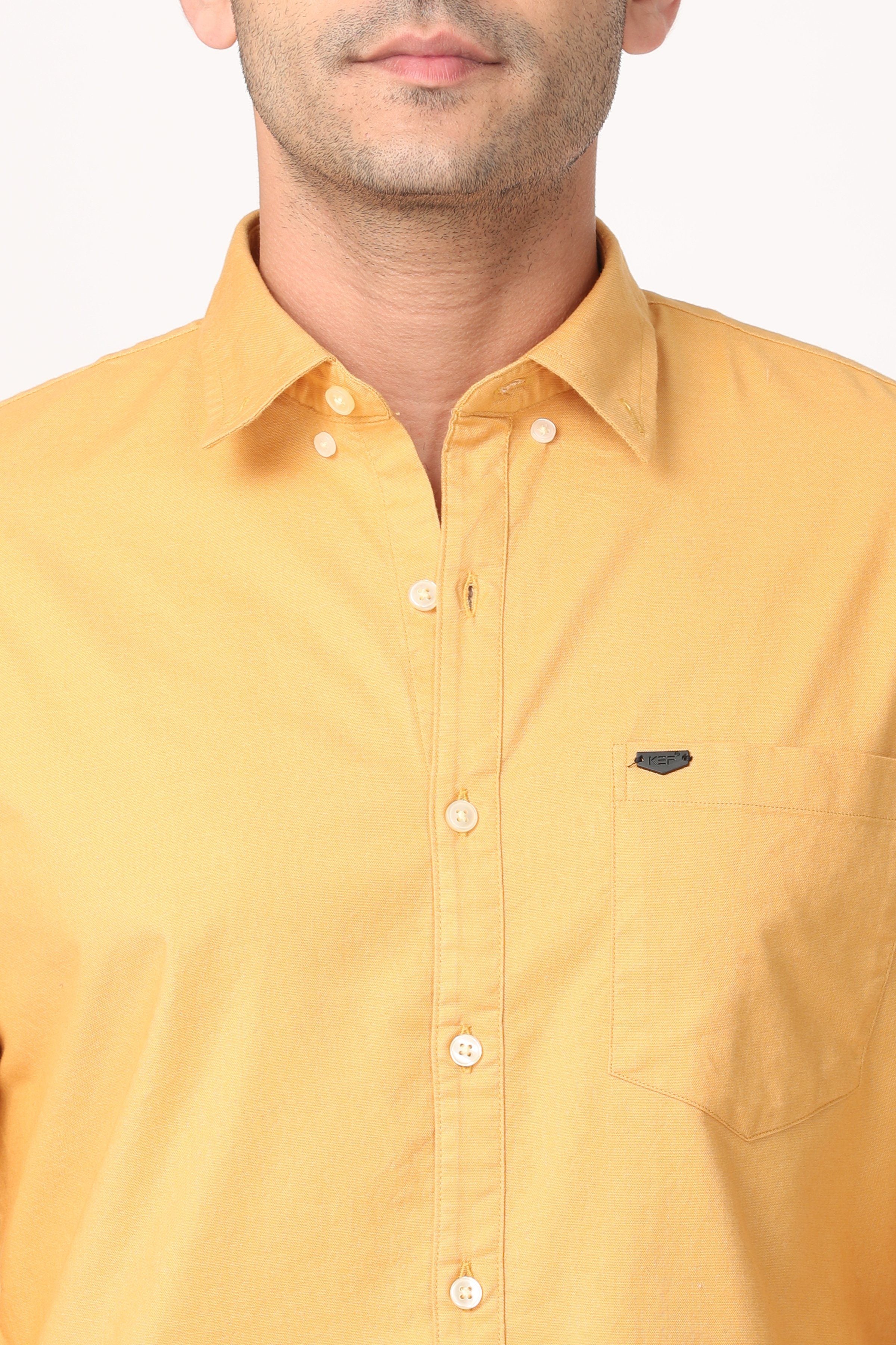 Energetic Yellow Plain Full Sleeve Shirt Shirts KEF 