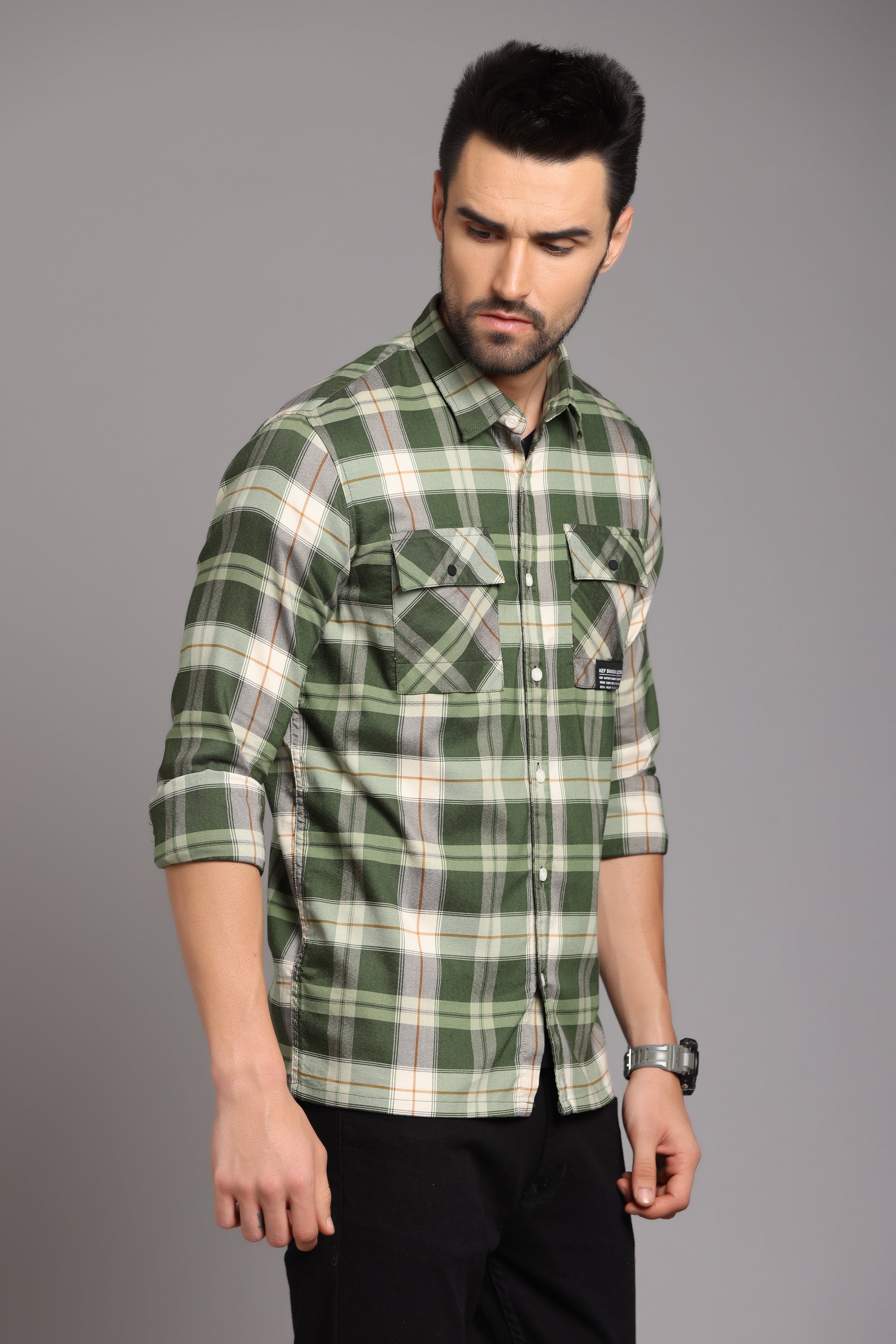 Green Check Full Sleeve Shirt Shirts KEF 