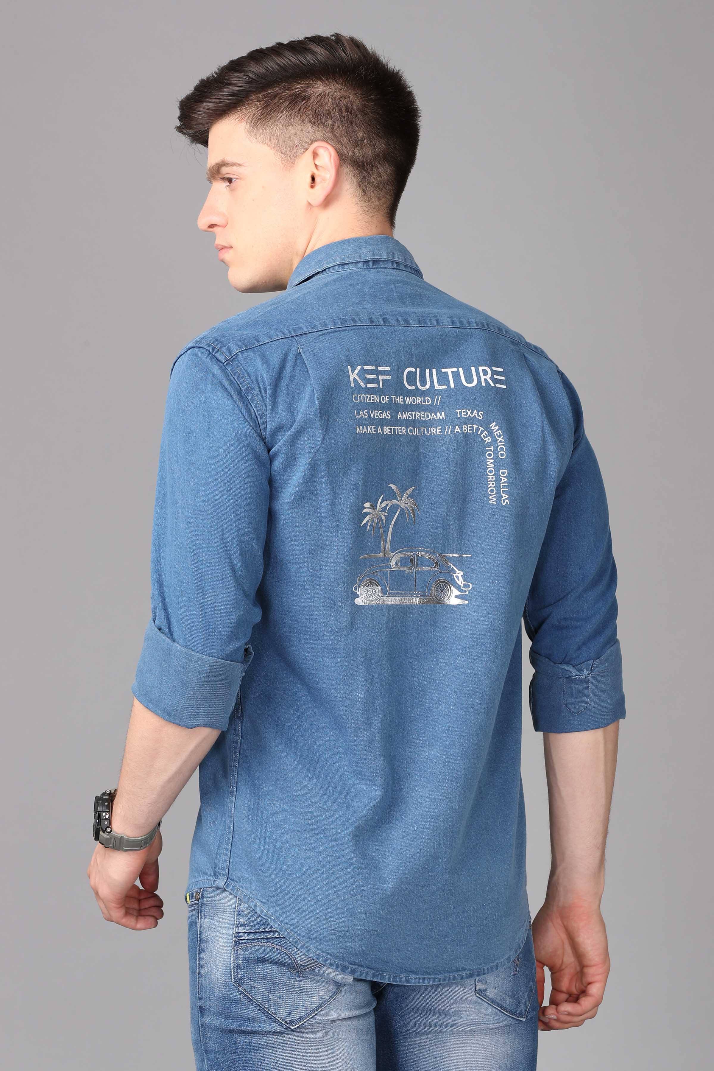 KEF Culture Printed Denim Shirt Shirts KEF 