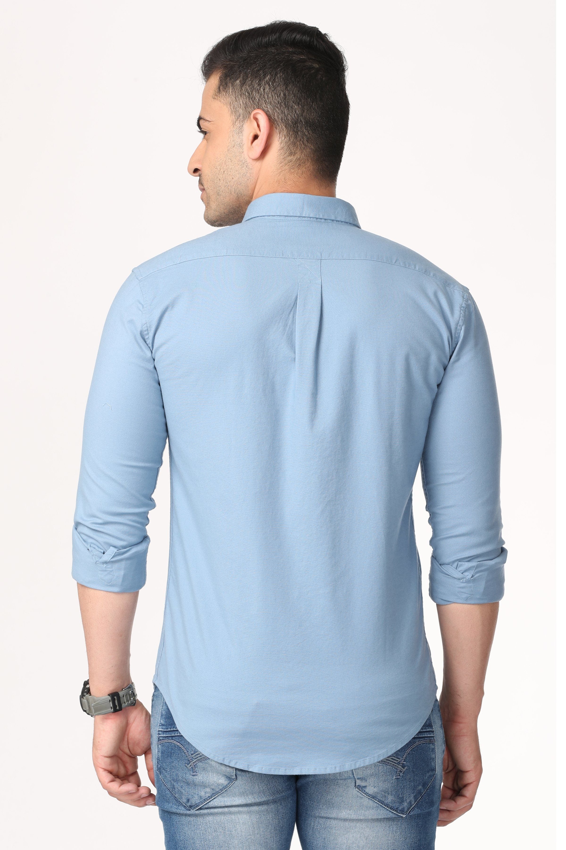 Light Blue Plain Full Sleeve Shirt Shirts KEF 