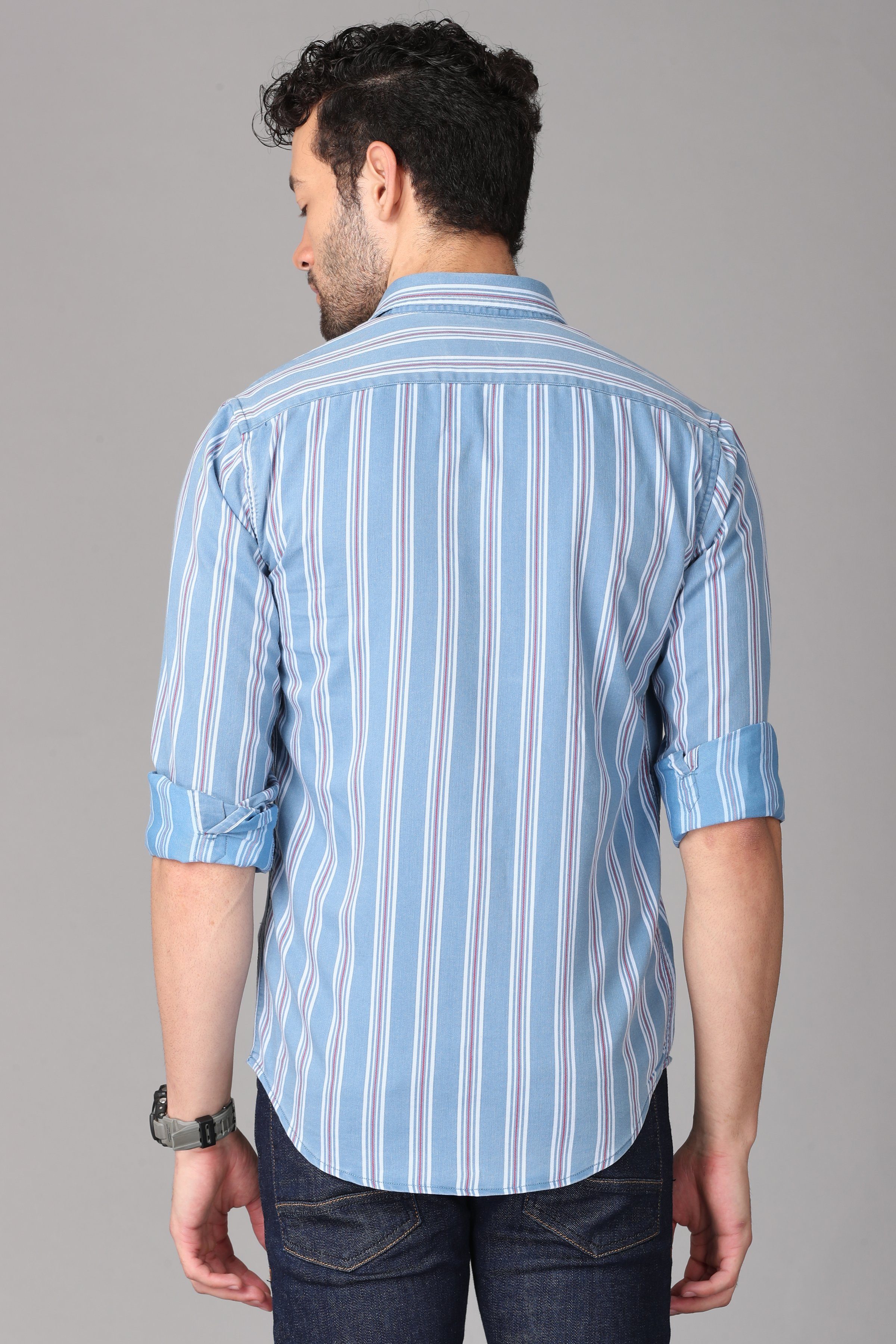 Light Blue Striped Shirt Shirts KEF 