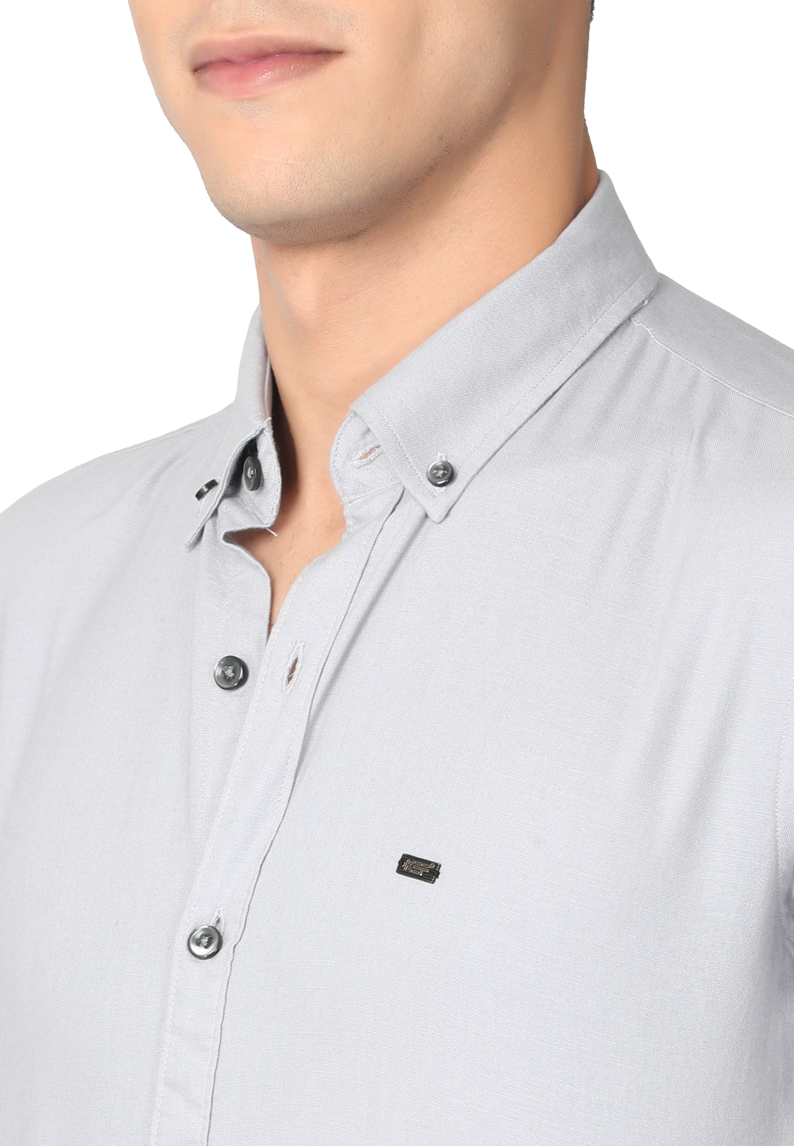 Light Grey Stain Twill Shirt Shirts KEF 