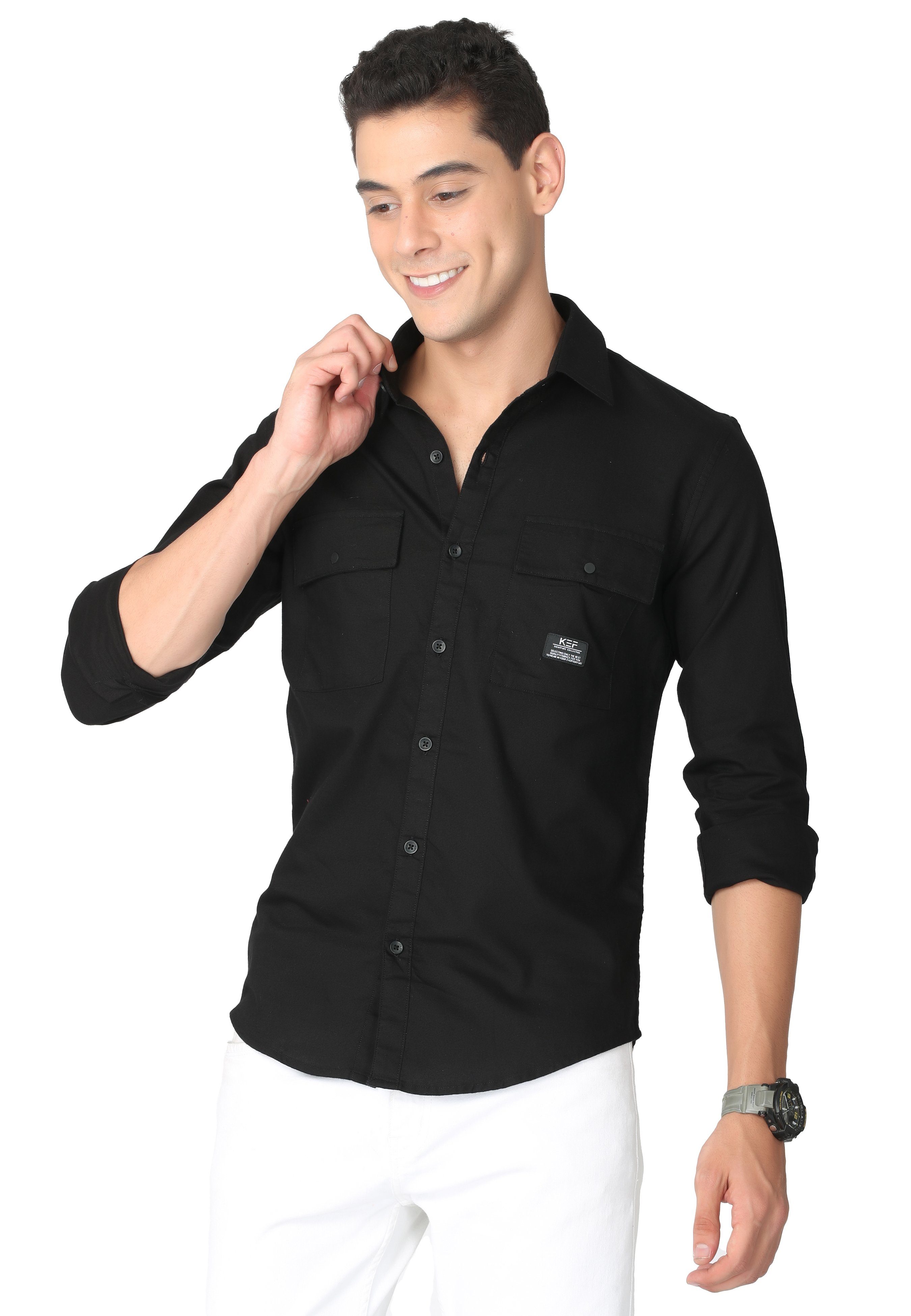 Pitch Black Double Pocket Shirt Shirts KEF S 