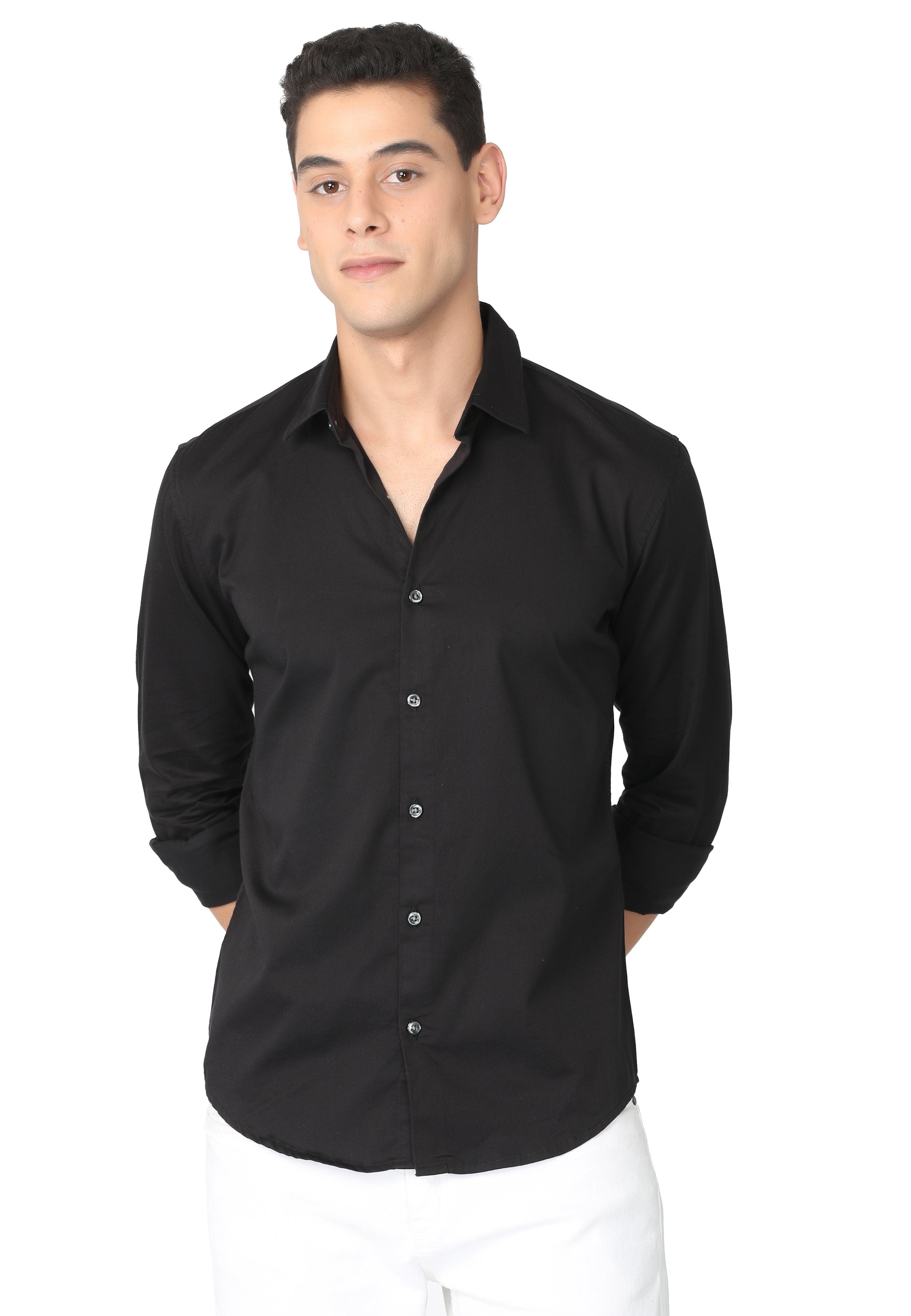 Pure Black Stain Twill Shirt Shirts KEF S 