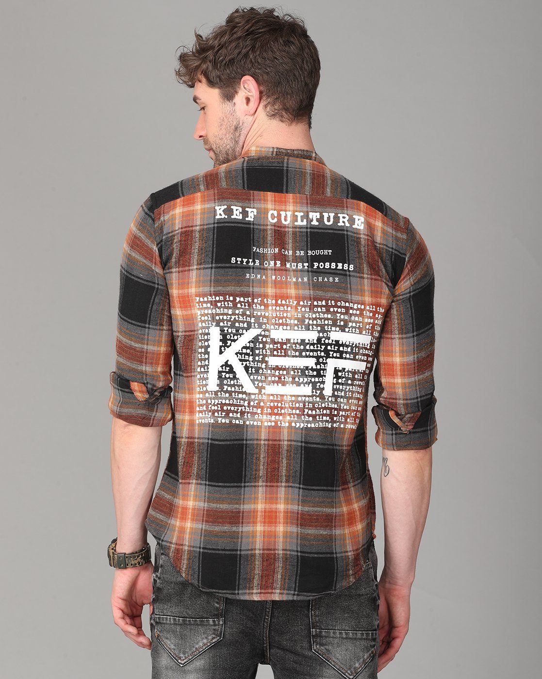 Unique Line Pattern Half Collar Shirt Shirts KEF 