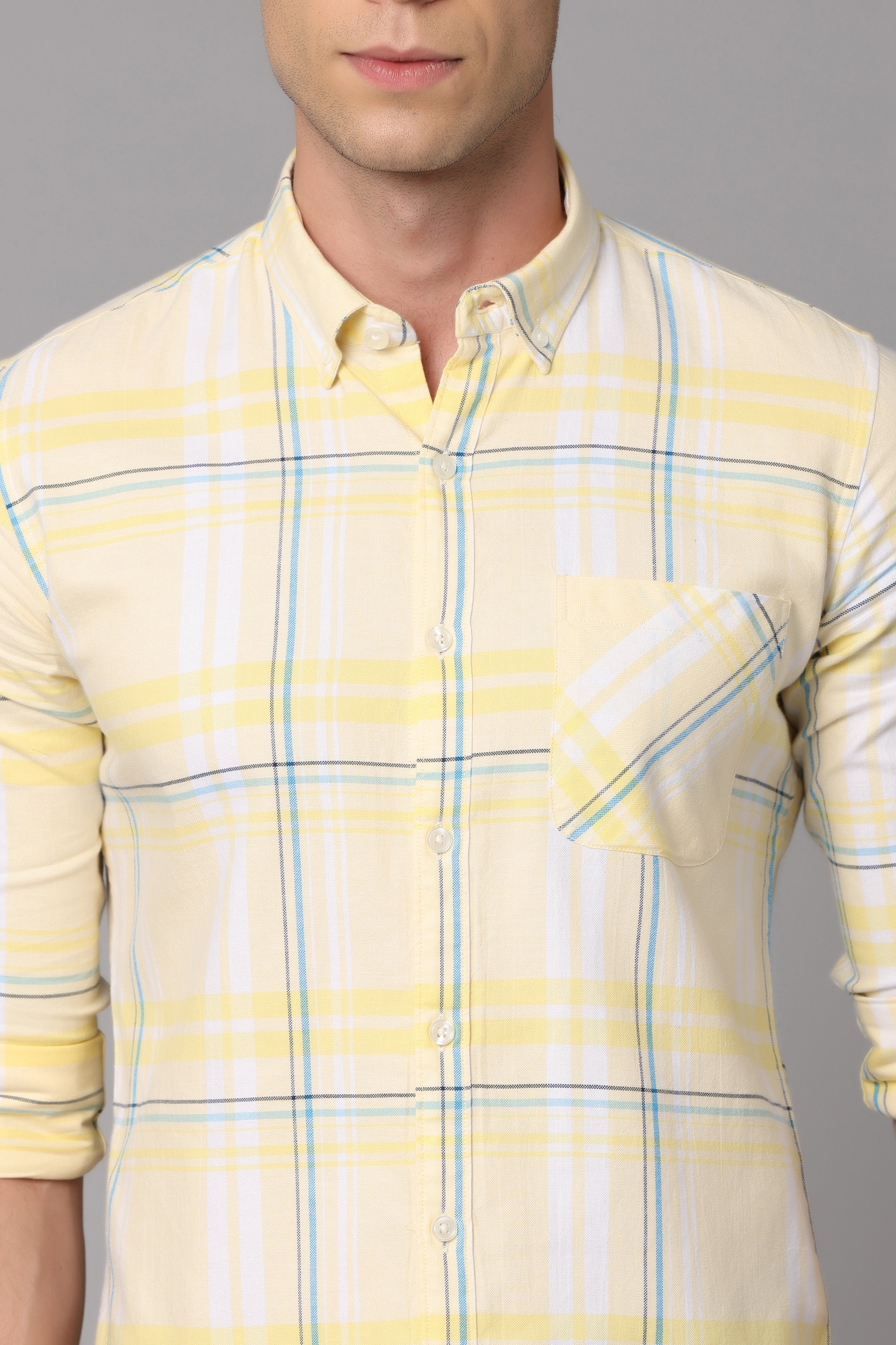 Yellow Check Full Sleeve Shirt Shirts KEF 