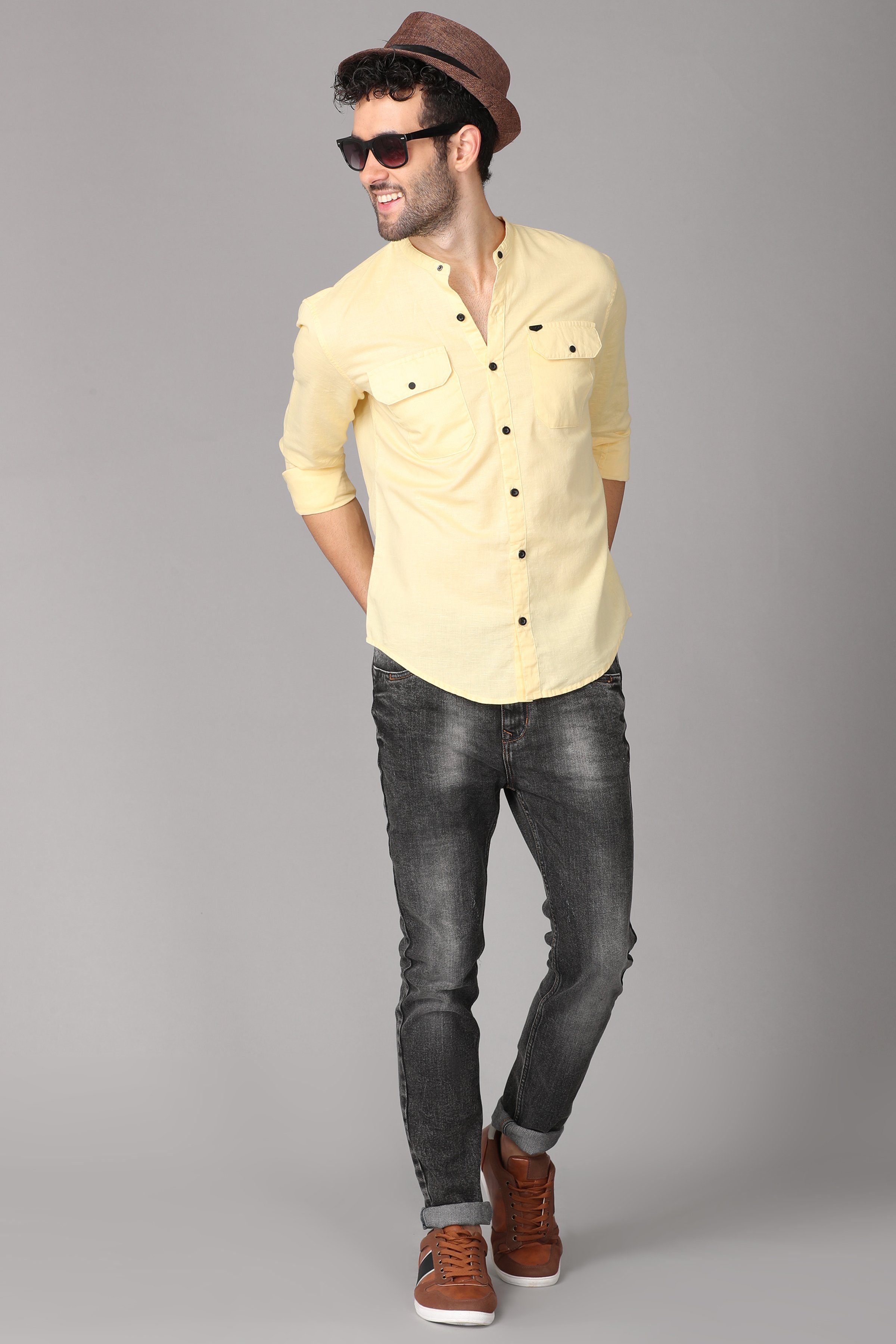 Yellow Linen Shirt Shirts KEF 