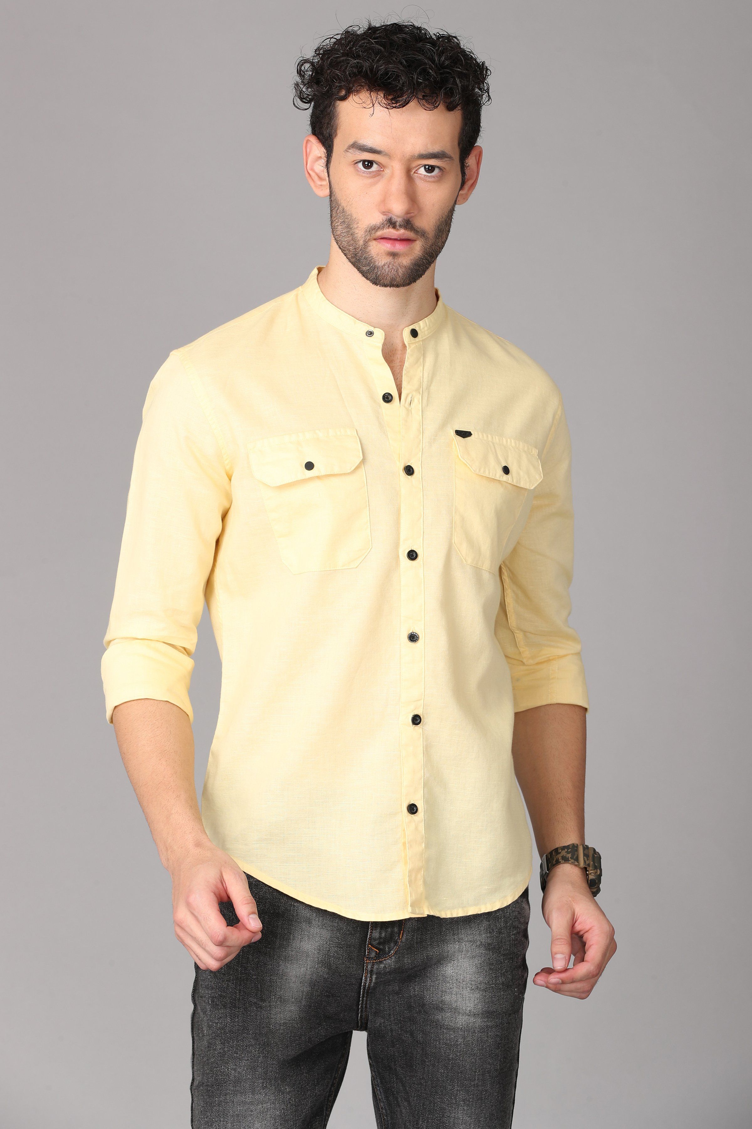 Yellow Linen Shirt Shirts KEF S 